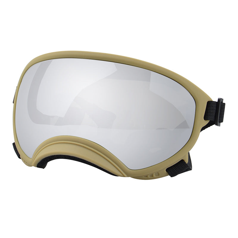 Khaki framed silver film dog goggles — photo 1
