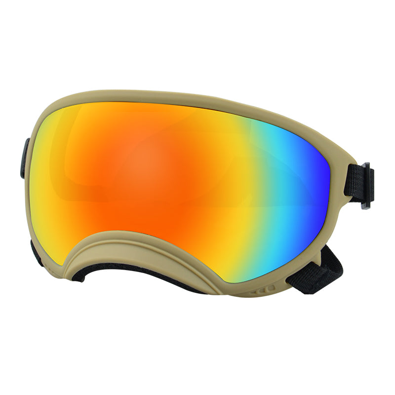 Khaki framed red film dog goggles — photo 1