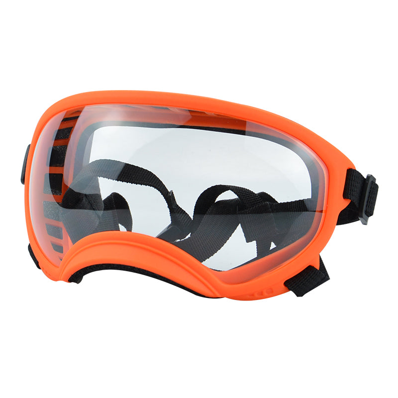 Orange framed transparent dog goggles — photo 1