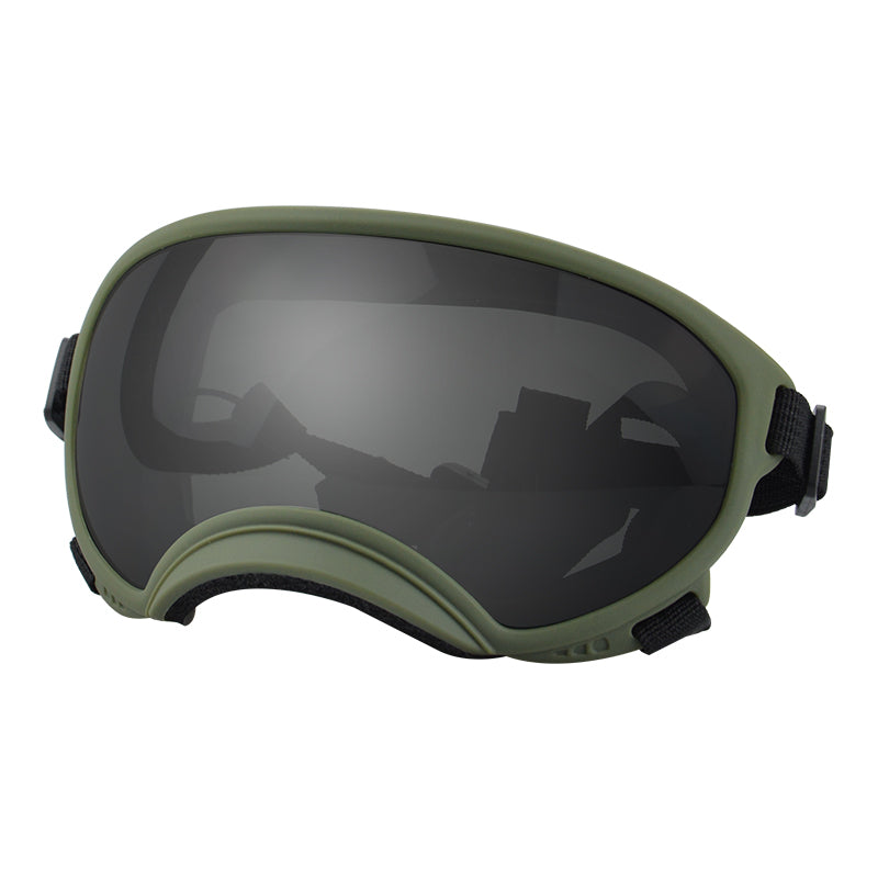 Army green framed gray film dog goggles — photo 1