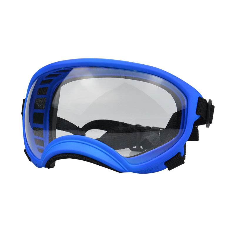 Blue framed transparent dog goggles — photo 1