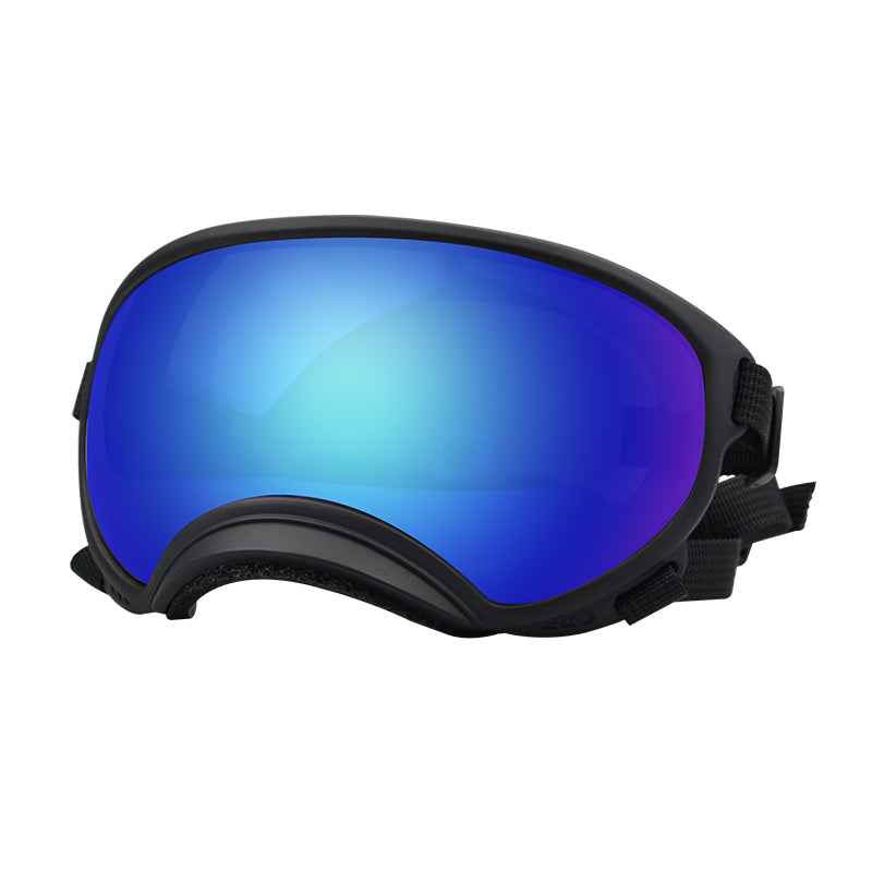 Black framed blue film dog goggles — photo 1
