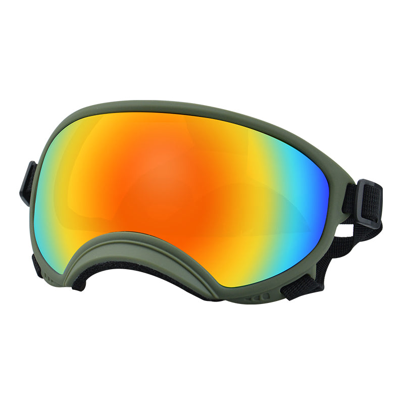 Army green framed red film dog goggles — photo 1