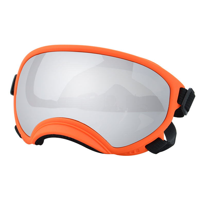 Orange framed silver film dog goggles — photo 1