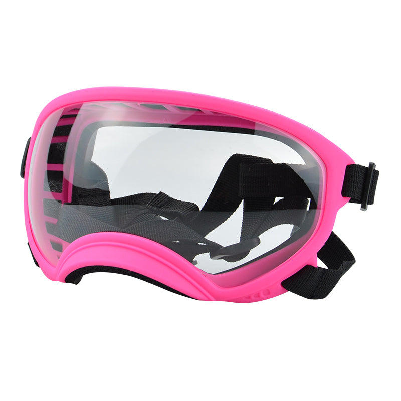 Pink framed transparent dog goggles — photo 1