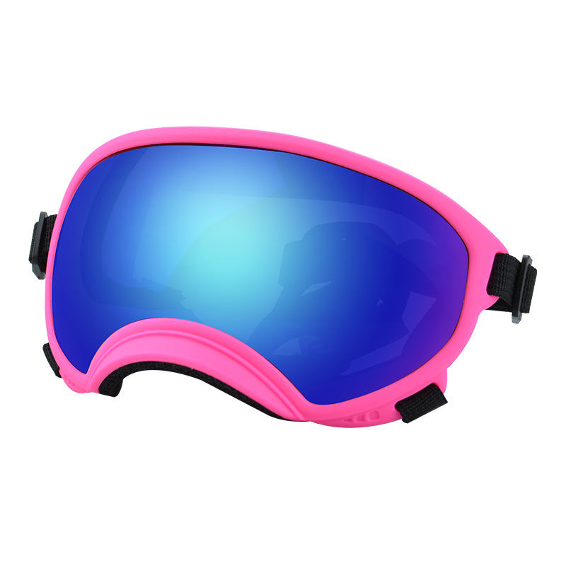 Pink framed blue film dog goggles — photo 1