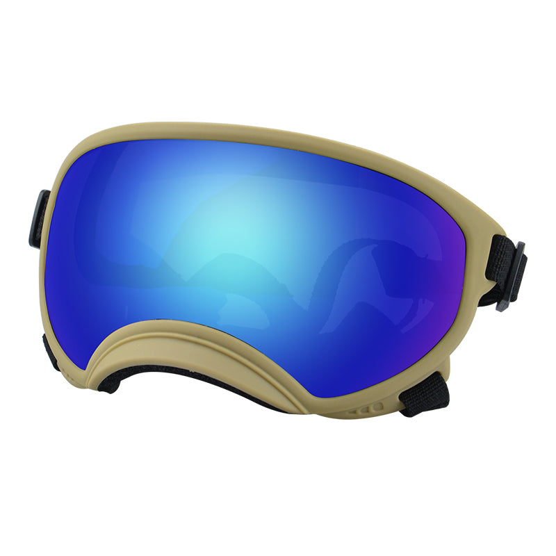Khaki framed Blue film dog goggles — photo 1