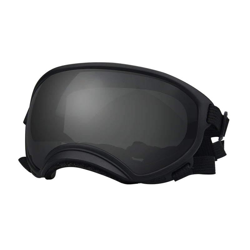 Black framed gray film dog goggles — photo 1