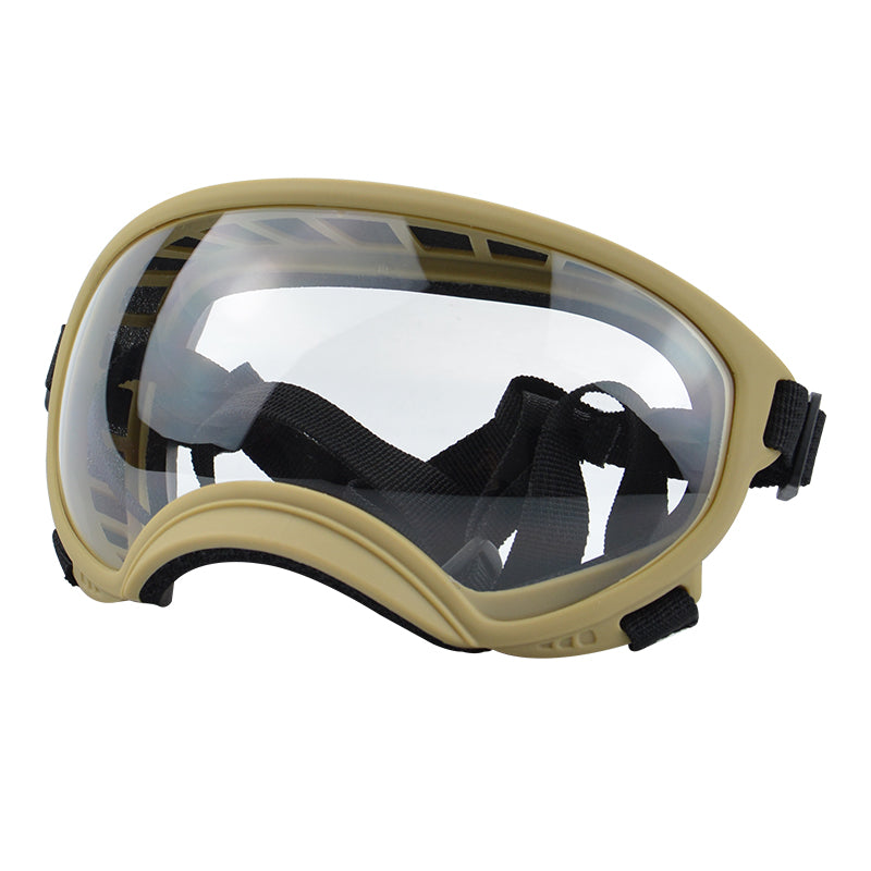 Khaki framed transparent dog goggles — photo 1